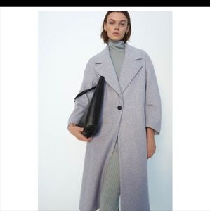 Zara Oversized Coat Light Gray Xsmall